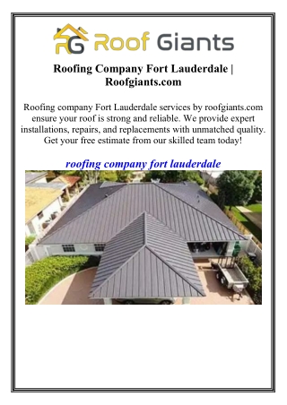 Roofing Company Fort Lauderdale Roofgiants.com