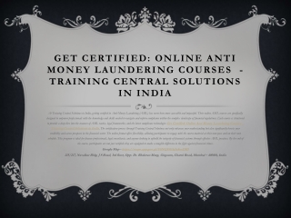 Best AML Certification Online - Training Central Solutions in India