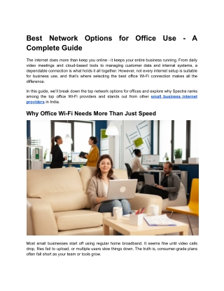 Best Network Options for Office Use | Spectra Business Wi-Fi