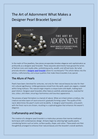 The Art of Adornment: What Makes a Designer Pearl Bracelet Special?