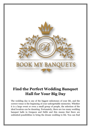 Find the Perfect Wedding Banquet Hall for Your Big Day