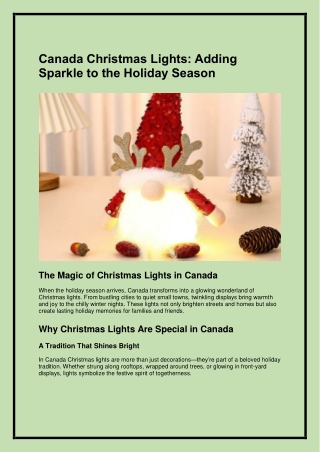 Canada Christmas Lights-Adding Sparkle to the Holiday Season