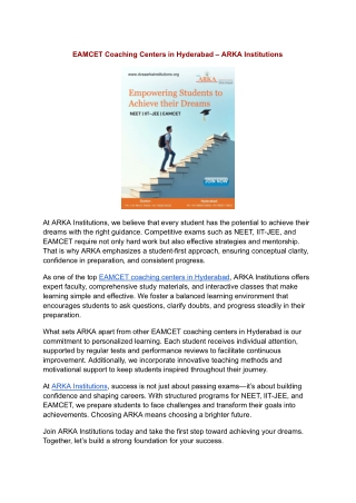 EAMCET Coaching Centers in Hyderabad – ARKA Institutions