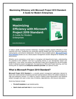 Maximizing Efficiency with Microsoft Project 2019 Standard