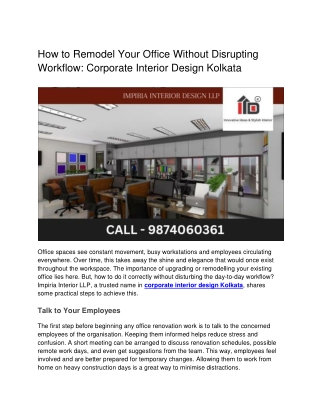 How to Remodel Your Office Without Disrupting Workflow - Impiria Interior