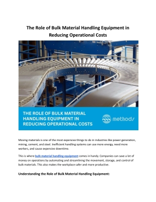 The Role of Bulk Material Handling Equipment in Reducing Operational Costs