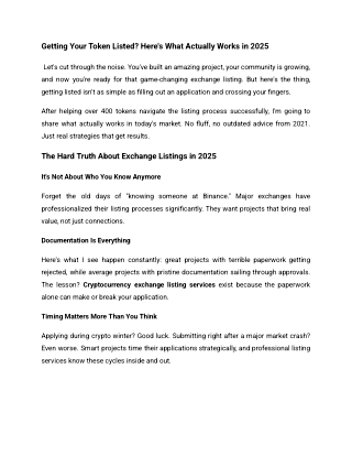 Getting Your Token Listed_ Here's What Actually Works in 2025