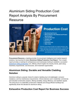 Aluminium Siding Production Cost Report Analysis By Procurement Resource