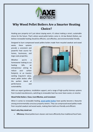 Why Wood Pellet Boilers Are a Smarter Heating Choice?