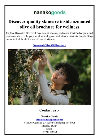 Discover quality skincare inside ozonated olive oil brochure for wellness