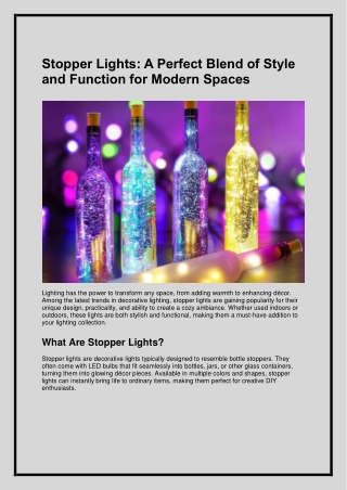 Stopper Lights-A Perfect Blend of Style and Function for Modern Spaces