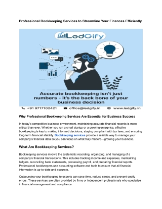 Professional Bookkeeping Services to Streamline Your Finances Efficiently