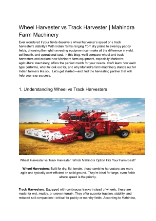 Wheel Harvester vs Track Harvester _ Mahindra Farm Machinery
