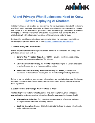 AI and Privacy_ What Businesses Need to Know Before Deploying AI Chatbots - Animink.com