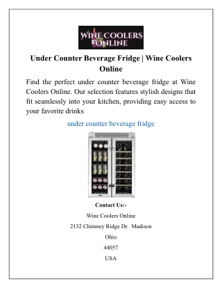 Under Counter Beverage Fridge | Wine Coolers Online