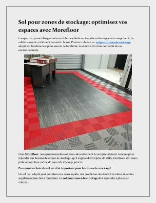 Revitalisez vos zones de stockage avec notre revêtement de sol