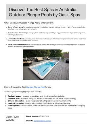 Discover the Best Spas Australia Has to Offer with Outdoor Plunge Pools