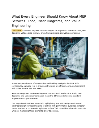 What Every Engineer Should Know About MEP Services- Load, and Riser Diagrams