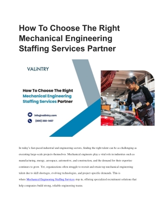 Mechanical Engineering Staffing Services