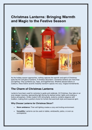 Christmas Lanterns-Bringing Warmth and Magic to the Festive Season