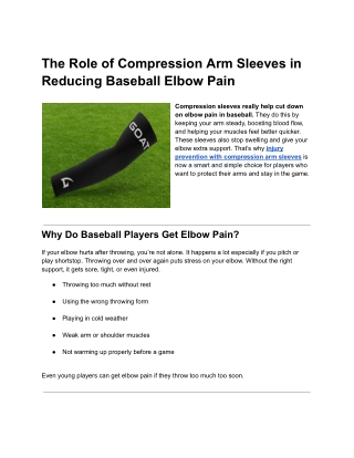 How Compression Arm Sleeves Help Prevent Baseball Elbow Pain Fast