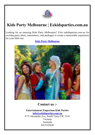 Kids Party Melbourne  Eekidsparties.com.au