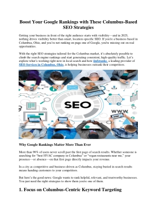 Boost Your Google Rankings with These Columbus