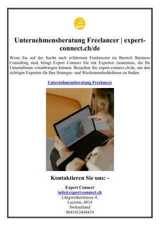 Unternehmensberatung Freelancer | expert-connect.ch/de