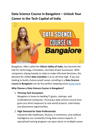 Data Science Course in Bangalore