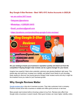Buy Google 5-Star Reviews - Best 100% KYC Active Accounts in 2025,26