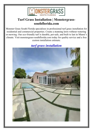 Turf Grass Installation Monstergrass-southflorida.com