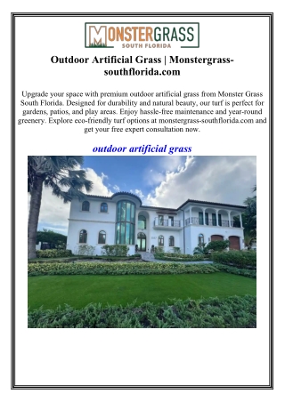 Outdoor Artificial Grass  Monstergrass-southflorida.com