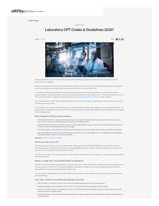Laboratory CPT Codes & Guidelines 2025