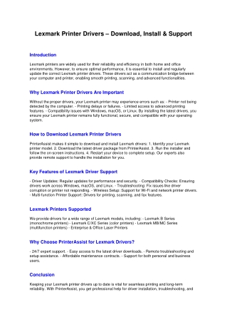 Lexmark Printer Drivers Download & Support | PrinterAssist