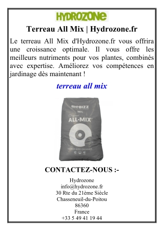 Terreau All Mix | Hydrozone.fr