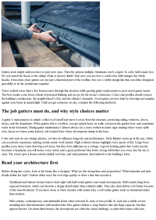 Choosing Colors and Styles for Your Gutter Replacement