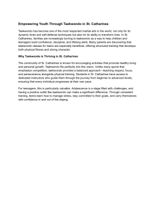 taekwondo st catharines & taekwondo classes for teens