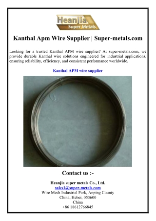 Kanthal Apm Wire Supplier Super-metals.com