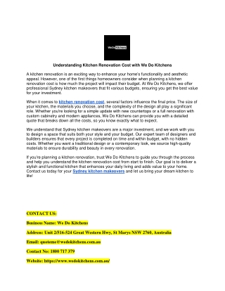 Understanding Kitchen Renovation Cost with We Do Kitchens