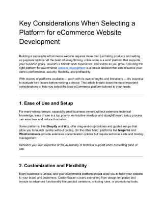 Key Considerations When Selecting a Platform for eCommerce Website Development (1)