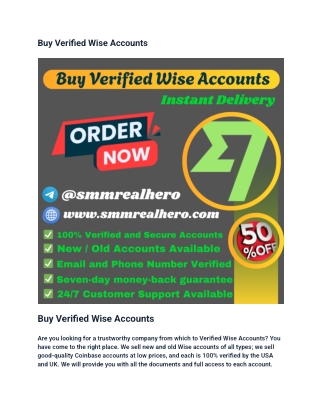 Buy Verified Wise Accounts