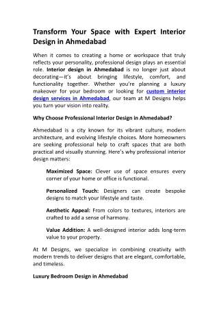 M Designs  Interior Design & Custom Home Solutions Ahmedabad