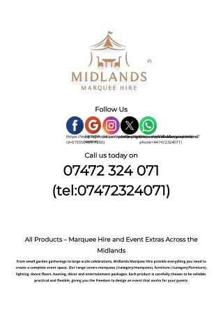 Midlands Marquee Hire Marquees, Furniture & More Birmingham, Leicester, Dudley & More