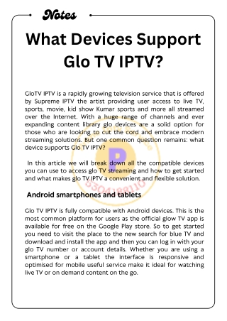 What Devices Support Glo TV IPTV