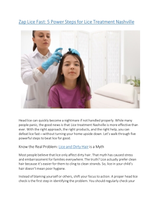 Zap Lice Fast 5 Power Steps for Lice Treatment Nashville