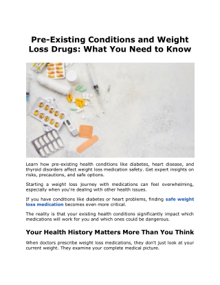 Pre-Existing Conditions and Weight Loss Drugs What You Need to Know