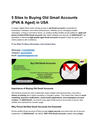 5 Sites to Buying Old Gmail Accounts (PVA & Aged) in USA