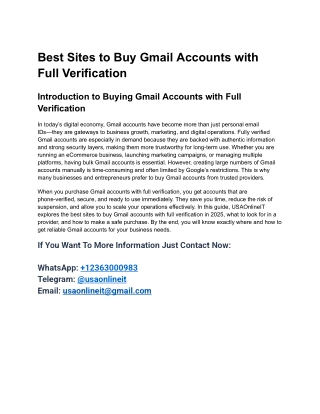 Top 10 Best Sites to Buy Gmail Accounts with Full Verification