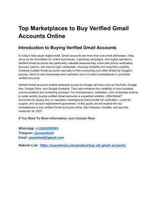 Top Marketplaces to Buy Verified Gmail Accounts Online