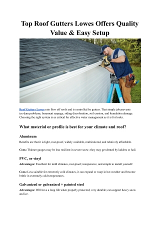 Top Roof Gutters Lowes Offers Quality Value & Easy Setup